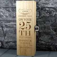 Load image into Gallery viewer, Single Wooden Champagne Box with Laser Engraving -25th Anniversary
