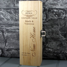 Load image into Gallery viewer, Single Wooden Champagne Box with Laser Engraving -New Home
