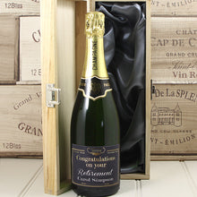 Load image into Gallery viewer, Single Bottle With A Custom Printed Label And Lasered Wooden Box- Retirement
